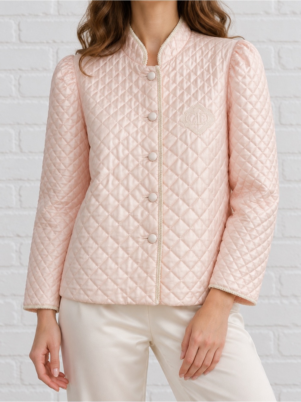 Vintage 80s Christian Dior Pink Quilted Satin Bed Jacket M I Magnin USA